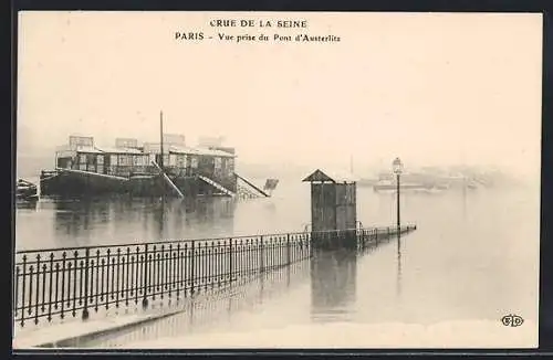 AK Paris, Crue de la Seine, Vue prise du Pont d`Austerlitz