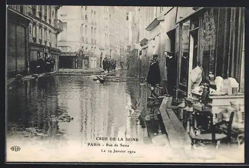 AK Paris, Crue de la Seine, Rue de Seine, le 29 Janvier 1910