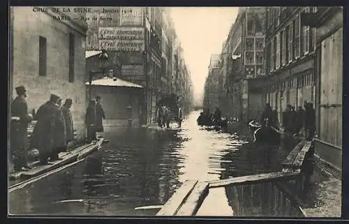 AK Paris, Crue de la Seine 1910, Rue de Seine inondée en janvier
