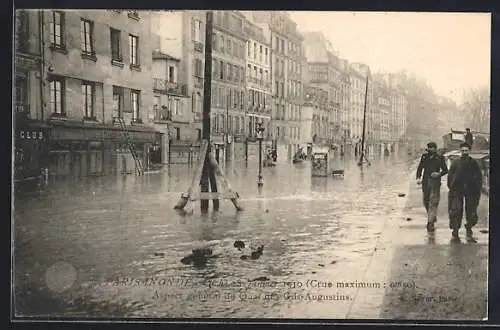 AK Paris, Inondation de janvier 1910 au Quai des Grands Augustins