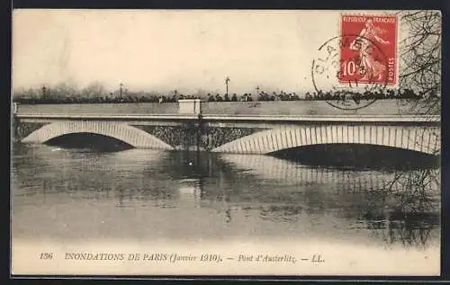 AK Paris, Inondations de janvier 1910, Pont d`Austerlitz sous les eaux