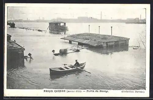 AK Paris, Porte de Bercy inondée (janvier 1910)