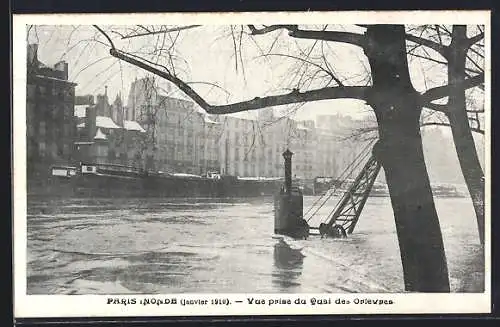 AK Paris, Vue prise du Quai des Orfèvres lors de l`inondation de janvier 1910