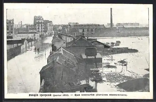 AK Paris, Rue Lecourbe inondée (Jardins maraîchers), janvier 1910
