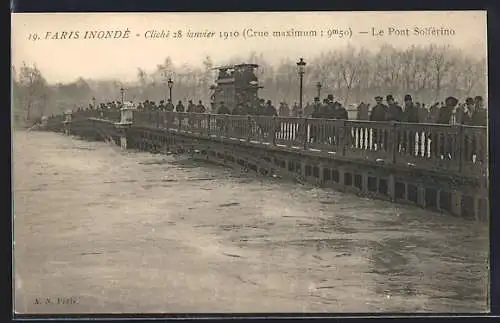 AK Paris, Pont Solférino inondé lors de la crue historique du 28 janvier 1910