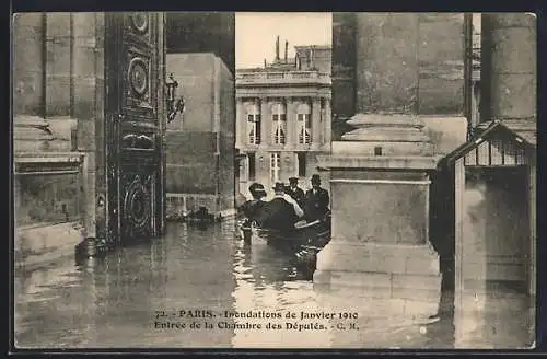 AK Paris, Inondations de janvier 1910, Entrée de la Chambre des Députés