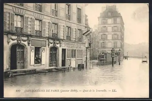 AK Paris, Inondations de 1910 au Quai de la Tournelle