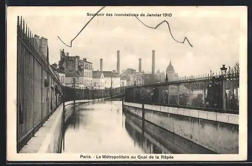 AK Paris, Le Métropolitain au Quai de la Rapée lors des inondations de janvier 1910