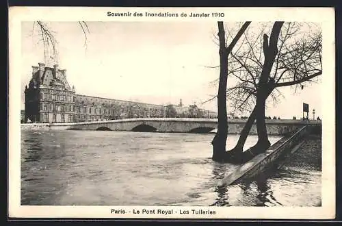 AK Paris, Le Pont Royal lors des inondations de janvier 1910
