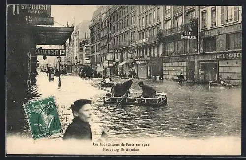 AK Paris, Les inondations de 1910 Faubourg St-Antoine