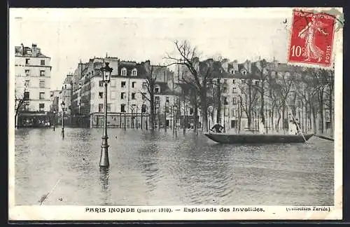 AK Paris, Esplanade des Invalides lors de l`inondation de janvier 1910