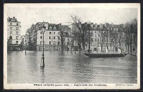 AK Paris, Inondation de janvier 1910, Esplanade des Invalides