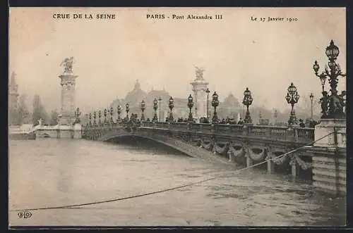 AK Paris, Crue de la Seine 1910, Pont Alexandre III inondé