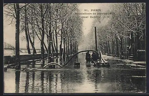 AK Paris, Inondations de janvier 1910, Quai Debilly