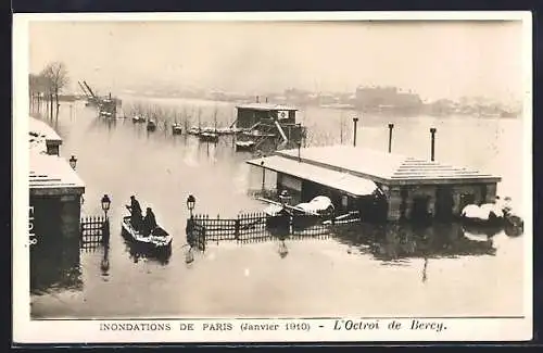 AK Paris, Inondations de 1910, L`Octroi de Bercy
