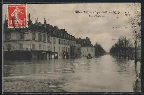 AK Paris, Inondations 1910 au Quai d`Austerlitz