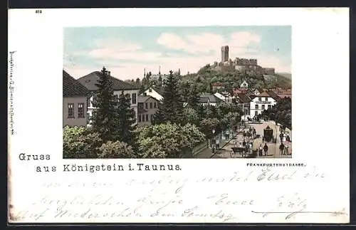 Lithographie Königstein i. T., Blick in Frankfurterstrasse