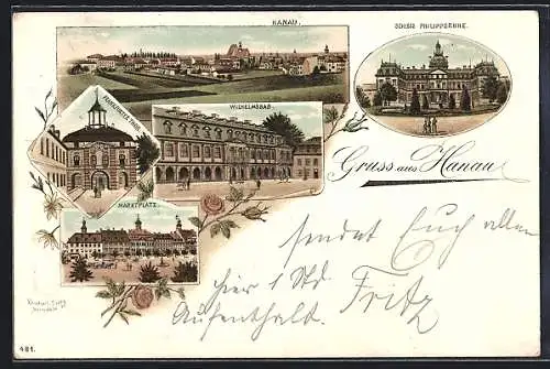 AK Hanau, Schloss Philippsruhe, Wilhelmsbad, Frankfurter Thor