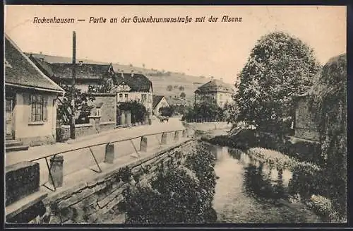 AK Rockenhausen, Partie an der Gutenburnnenstrasse mit der Alsenz