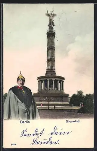 AK Berlin-Tiergarten, Siegessäule mit Otto von Bismarck