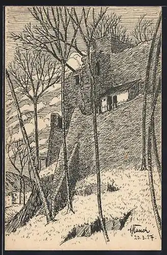 Künstler-AK Bad Blankenburg /Thür. Wald, Greifenstein, Zwinger