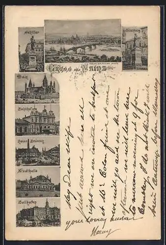 AK Mainz, Bahnhof, Dom, Stadthalle