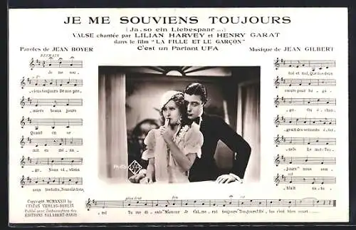 AK Schauspielerin Lilian Harvey und Schauspieler Henry Garat in dem Film La fille et le garcon