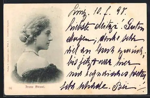 AK Schauspielerin Irene Sironi mit einem Haarknoten