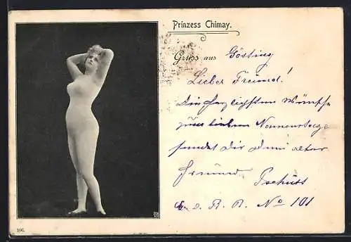 AK Schauspielerin Prinzess Chimay in Pose