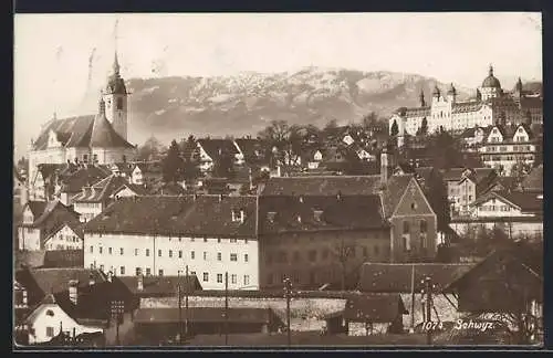 AK Schwyz, Teilansicht mit Kirche