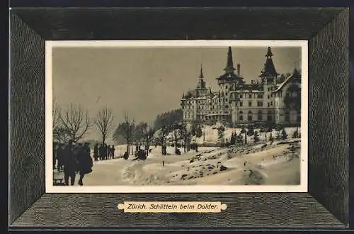 AK Zürich, Schlitteln beim Dolder im Winter