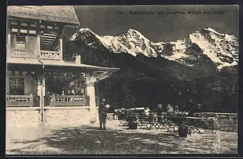 AK Interlaken, Harder-Hotel mit Jungfrau, Mönch und Eiger