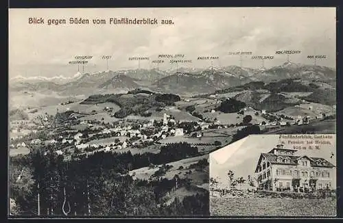 AK Heiden, Blick gegen Süden, Gasthaus Fünfländerblick