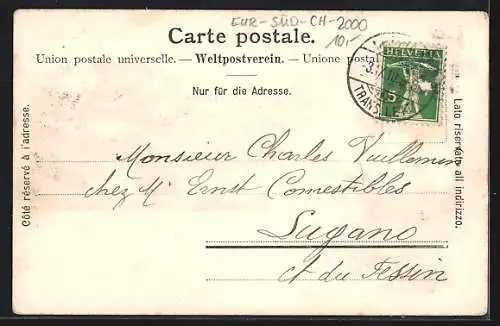 AK Neuchatel, Academie et Avenue du 1er Mars, Häuserzeilen