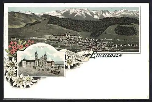 Lithographie Einsiedeln, Panorama, Couvent