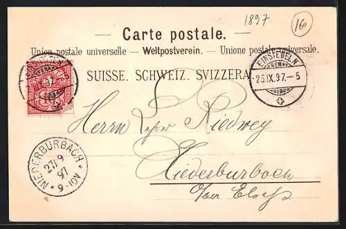 Lithographie Einsiedeln, Kloster, Innenansicht