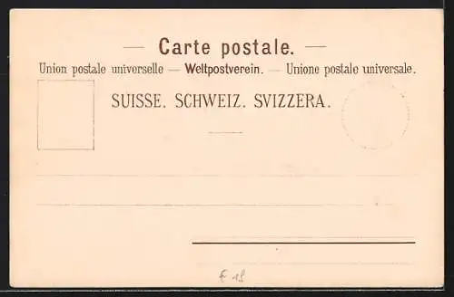 Lithographie Baden, Teilansicht mit Kirche