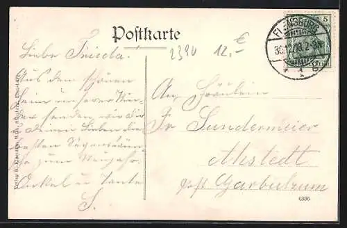 AK Flensburg, Toosbüystrasse mit Gartenanlage