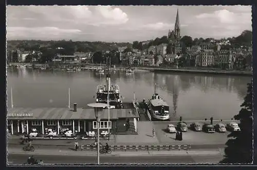 AK Flensburg, Blick auf den Hafen mit Booten