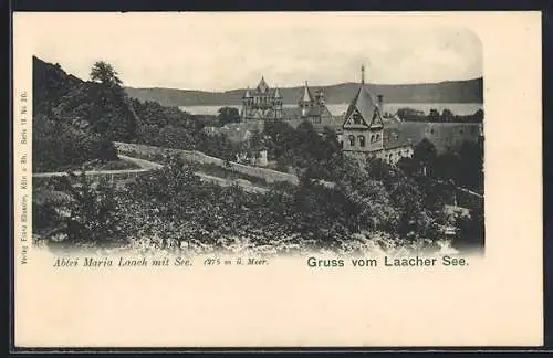 AK Laach, Blick auf die Abtei Maria Laach mit See