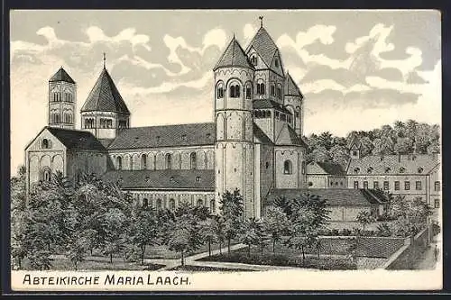 Künstler-AK Laach, Blick auf die Abteikirche Maria Laach