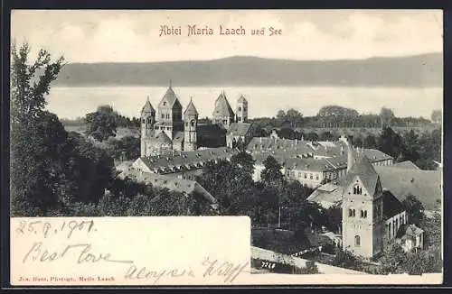 AK Laach, Blick auf die Abtei Maria Laach und See