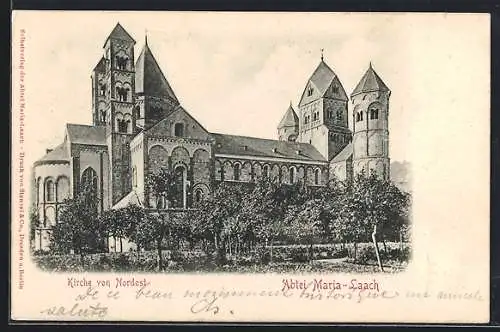 AK Laach, Blick auf die Abteikirche Maria-Laach von Nordost