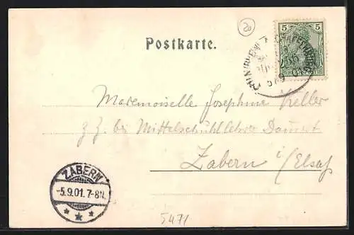 AK Laach, Blick auf die Abteikirche Maria-Laach von Nordost