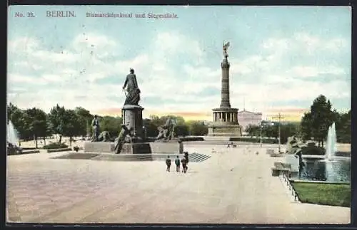 AK Berlin-Tiergarten, Bismarckdenkmal und Siegessäule