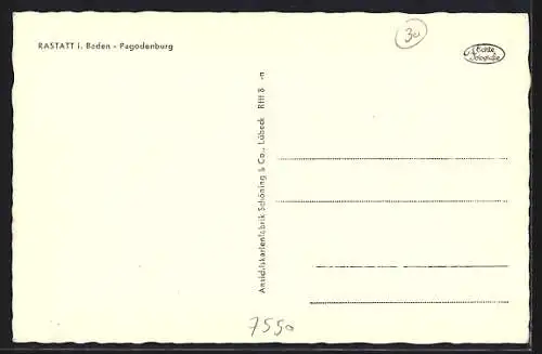 AK Rastatt i. Baden, Blick auf die Pagodenburg