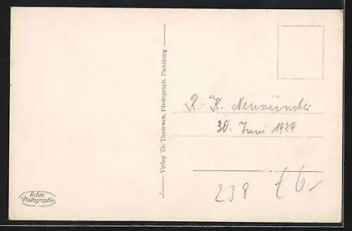 AK Flensburg, Ortsansicht mit Bahnschienen und Hafenblick