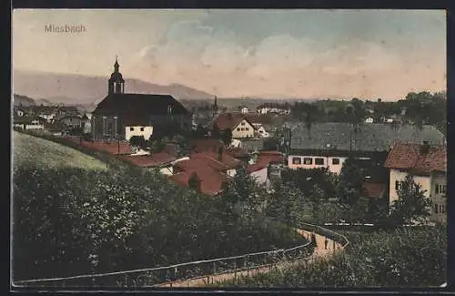 AK Miesbach, Ortsansicht mit Kirche