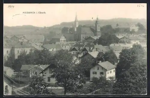 AK Miesbach i. Oberb., Ortsansicht mit Kirche