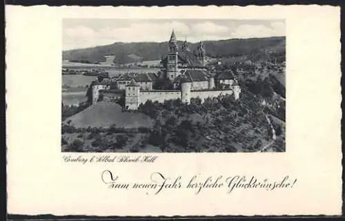 AK Schwäb. Hall, Blick auf die Comburg, Neujahrswünsche
